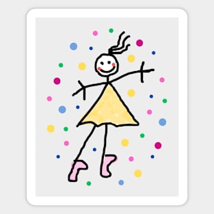 little ballerina with yellow tutu  and dots Magnet